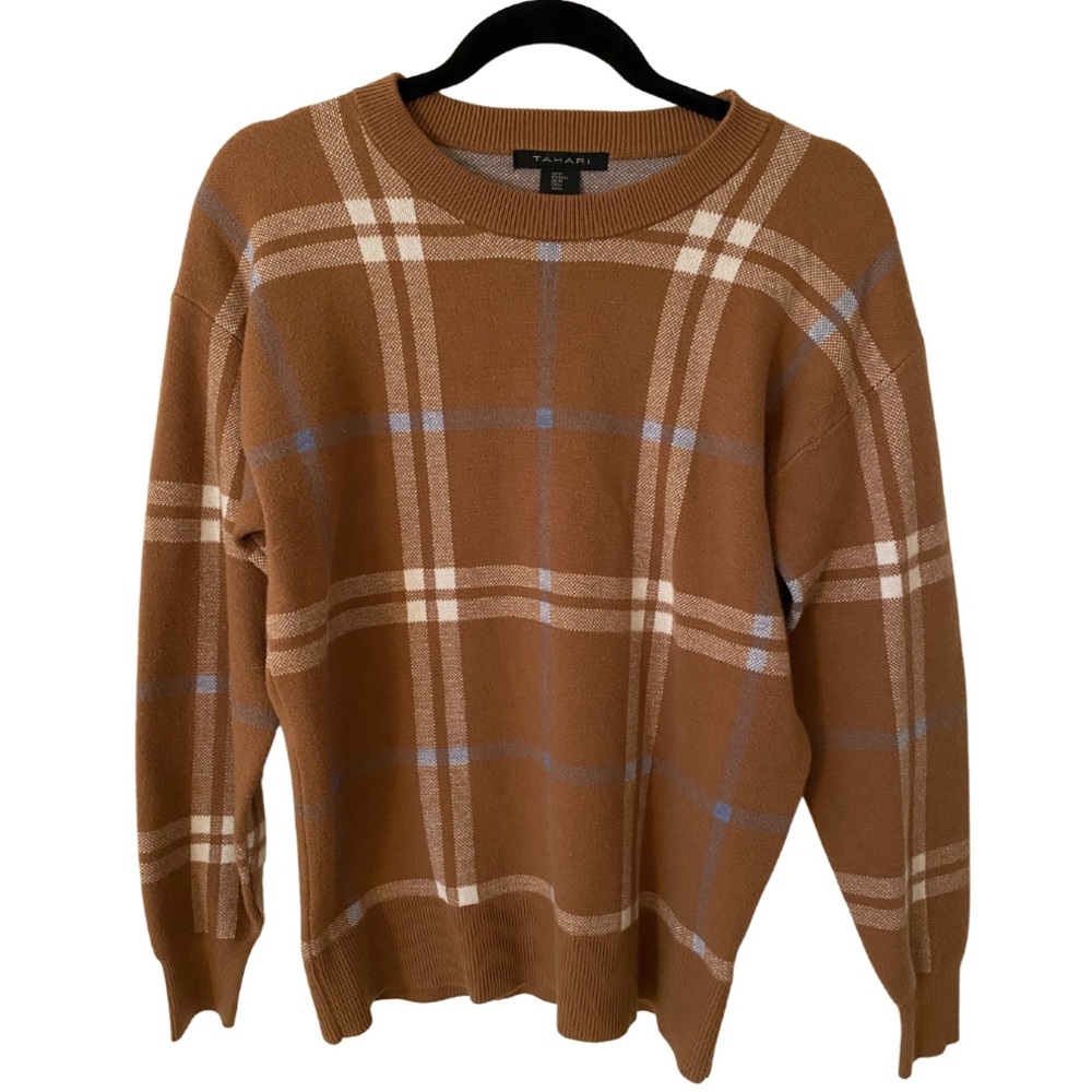 Tahari Windowpane Plaid Sweater